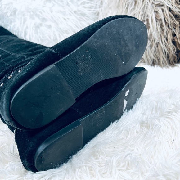 Vintage STEAMPUNK Suede Studded Over Knee Boots - Picture 8 of 16